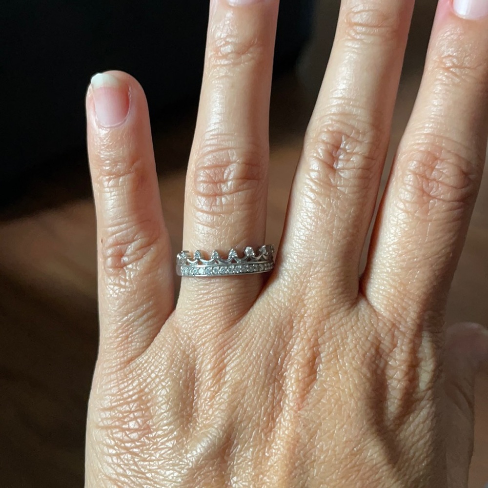 Enchanted Disney Silver 1/5CTTW Crown Ring